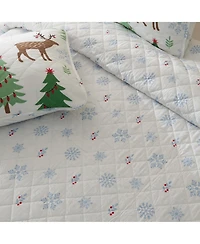 Linery & Co. Christmas Trees Microfiber Quilt Set With Shams