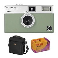 Kodak Ektar H35 Half Frame Film Camera, Sage, Bundle with Kodacolor Gold 200 35mm Color Negative Roll Film and Slinger Alpine Shoulder Bag