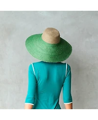 Brunna.co Riri Duo Jute Handwoven Straw Hat In Natural & Kelly Green