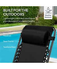 Best Choice Products Folding Outdoor Zero Gravity Rocking Lounge Chair w/ Headrest Pillow