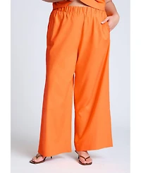 Eloquii Women's Easy Wide Leg Linen Pant