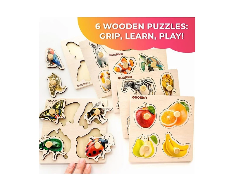 Quokka Wooden Puzzles for Toddlers 1-3 – Pegged Puzzles for Kids