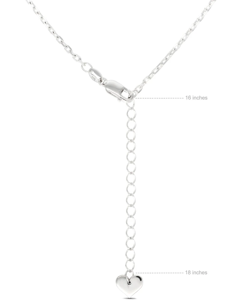 Devata Puffy Heart Chain Necklace in Sterling Silver, 16 in adj to 18 in