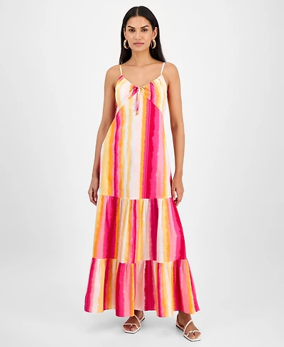 I.n.c. International Concepts Women's Cotton Tiered Maxi Dress, Exclusively at Macy's
