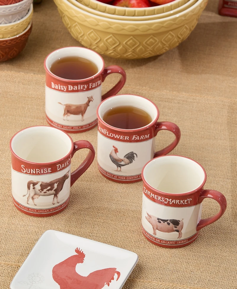 Certified International Vintage Farm Mugs, Set of 4