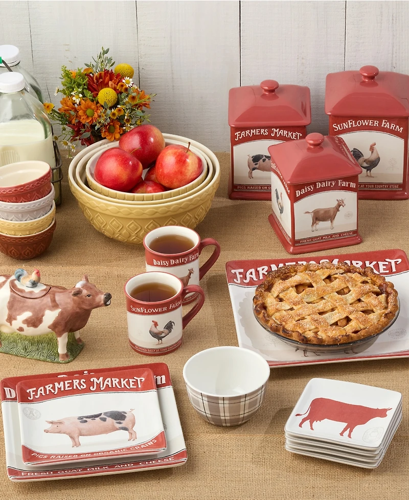 Certified International Vintage Farm Canape Plates, Set of 4, Service for 4