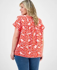 Style & Co Plus Printed V-Neck Top, Exclusively at Macy's