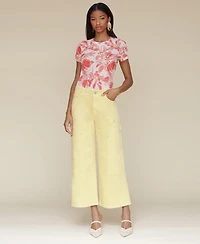 Avec Les Filles Women's High-Waist Cropped Carpenter Jeans