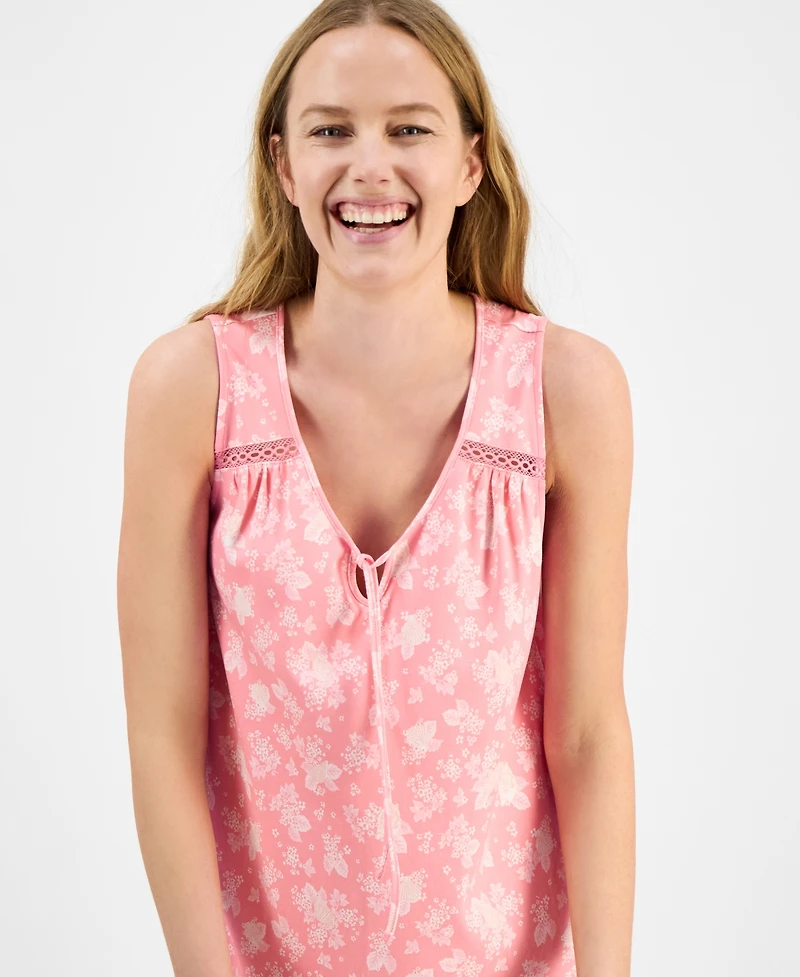 Charter Club Women's Cotton Sleeveless Tie-Neck Nightgown, Exclusively at Macy's