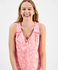 Charter Club Women's Cotton Sleeveless Tie-Neck Nightgown, Exclusively at Macy's