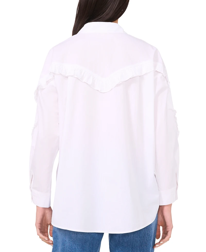 Parker Women's The Amora Ruffle-Trim Button-Front Cotton Shirt