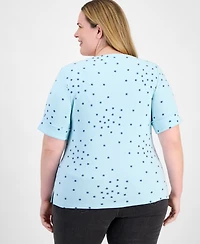 Style & Co Plus Striped Elbow-Sleeve Knit Top, Exclusively at Macy's