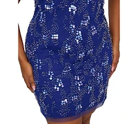 Adrianna Plus Scoop-Neck Beaded Mini Dress