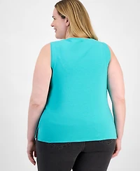 Style & Co Plus Boat-Neck Knit Tank Top, Exclusively at Macy's