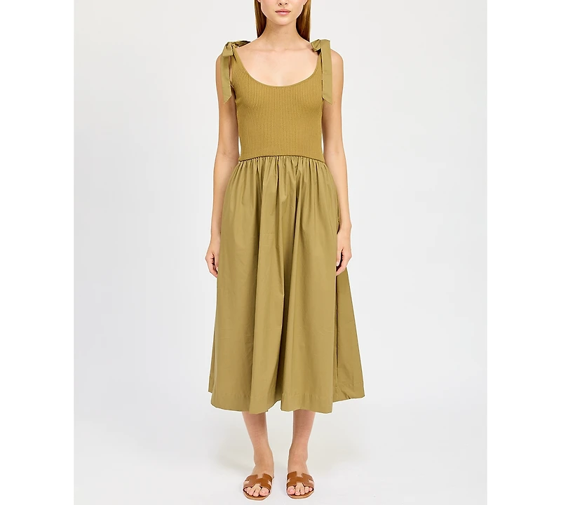 En Saison Women's Wren Mixed-Media Midi Dress