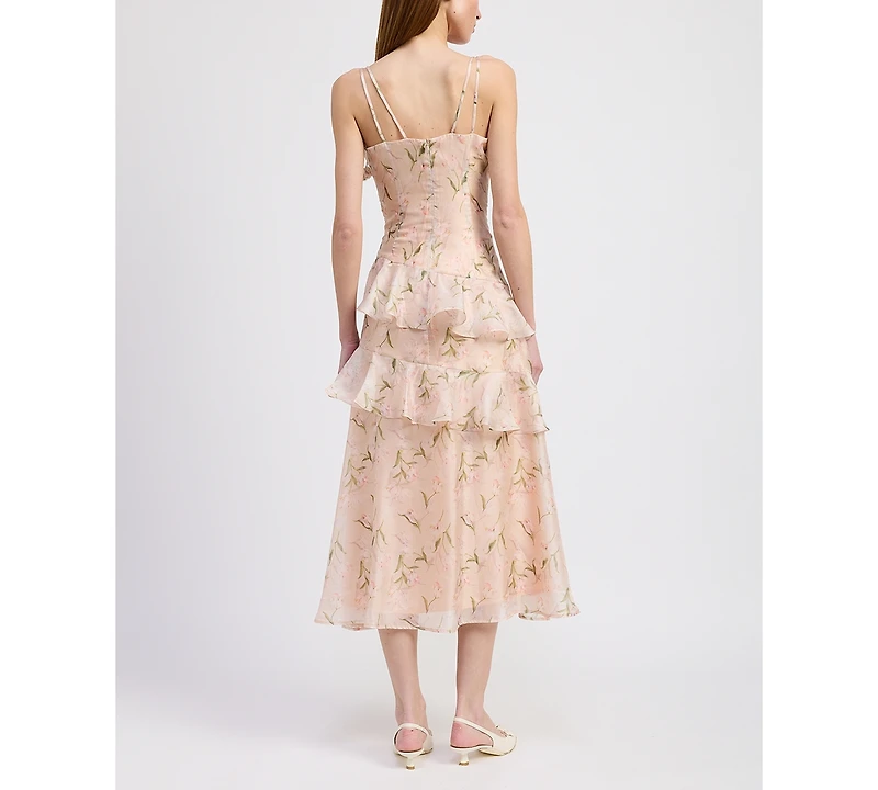 En Saison Women's Kimberly Ruffle Midi Dress