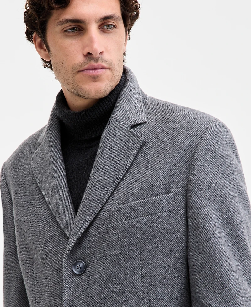 Men's Classic-Fit Twill Wool-Blend Overcoat