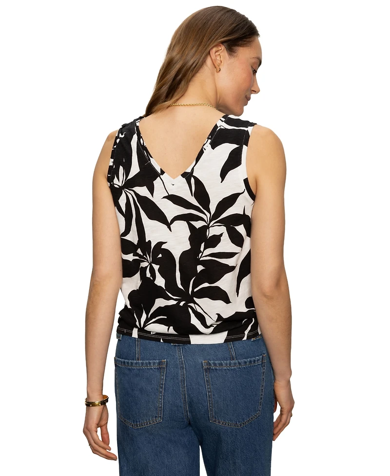 Sanctuary Women's Printed V-Neck Sleeveless Tie-Hem Tank Top