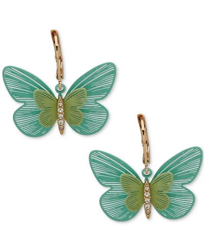 lonna & lilly Gold-Tone Pave Butterfly Drop Earrings