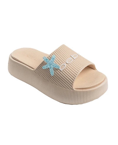 Bebe Little and Big Girls Stylish Comfortable Summer Platform with Starfish Charm Slides