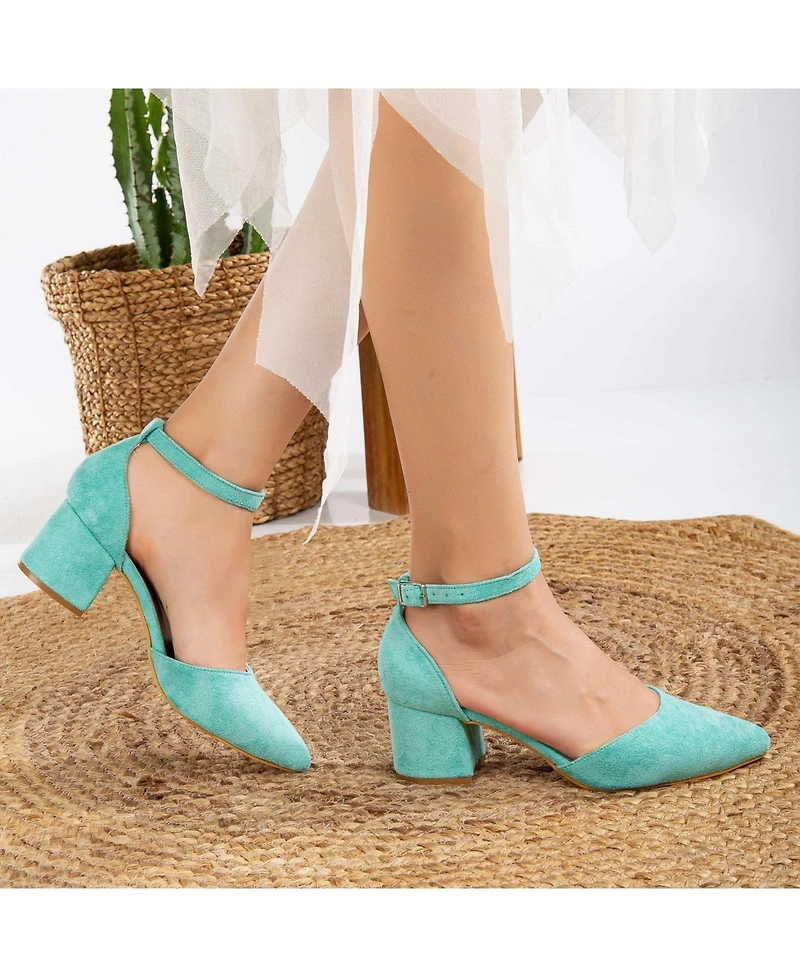 Miranda Low Block Heels with Pearls