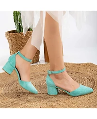 Miranda Low Block Heels with Pearls