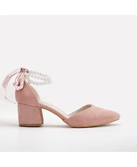 Miranda Low Block Heels with Pearls