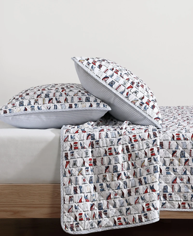 Tommy Hilfiger Boating Flags Cotton Reversible 3-Pc. Quilt Set