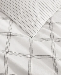 Tommy Hilfiger Modern Windowpane Faux Linen 3-Pc. Duvet Cover Set, Full/Queen
