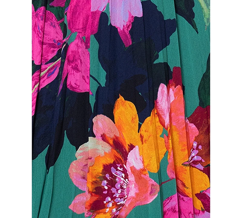 Xscape Women's Pleated Floral Chiffon Scarf Dress