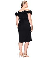 Xscape Plus Short-Sleeve Sweetheart-Neck Scuba-Crepe Bodycon Dress