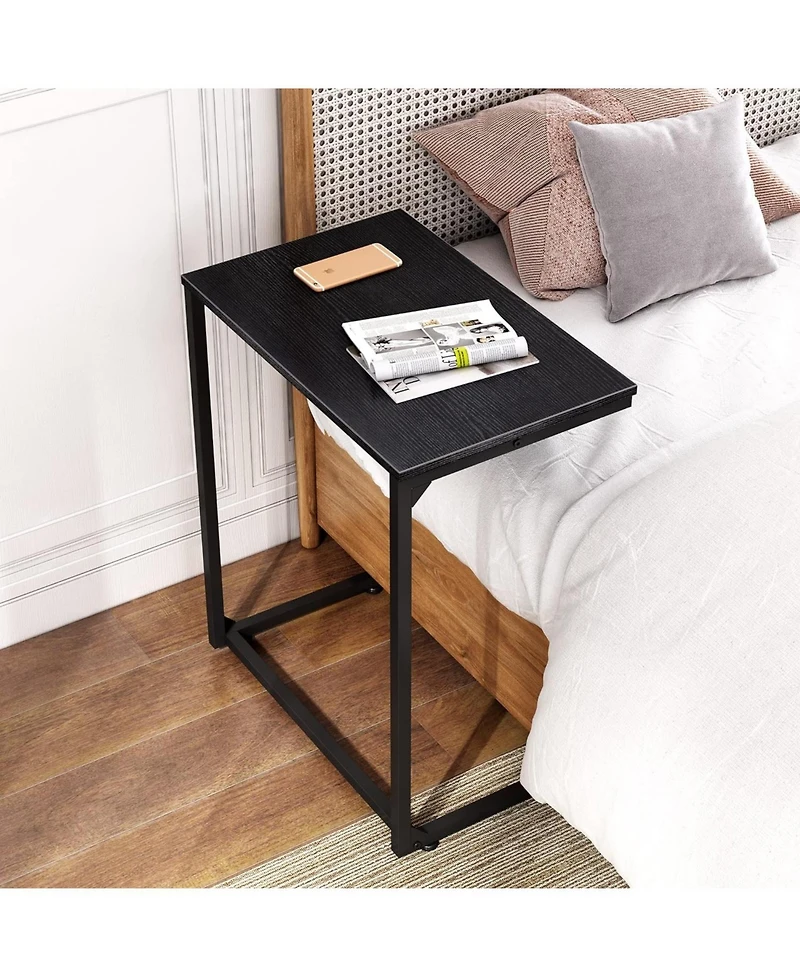 Wlive Side Table, C Shaped Wide End Table for Couch Sofa and Bed, Laptop Table, Tv Tray, 26 Inch Tall, Black