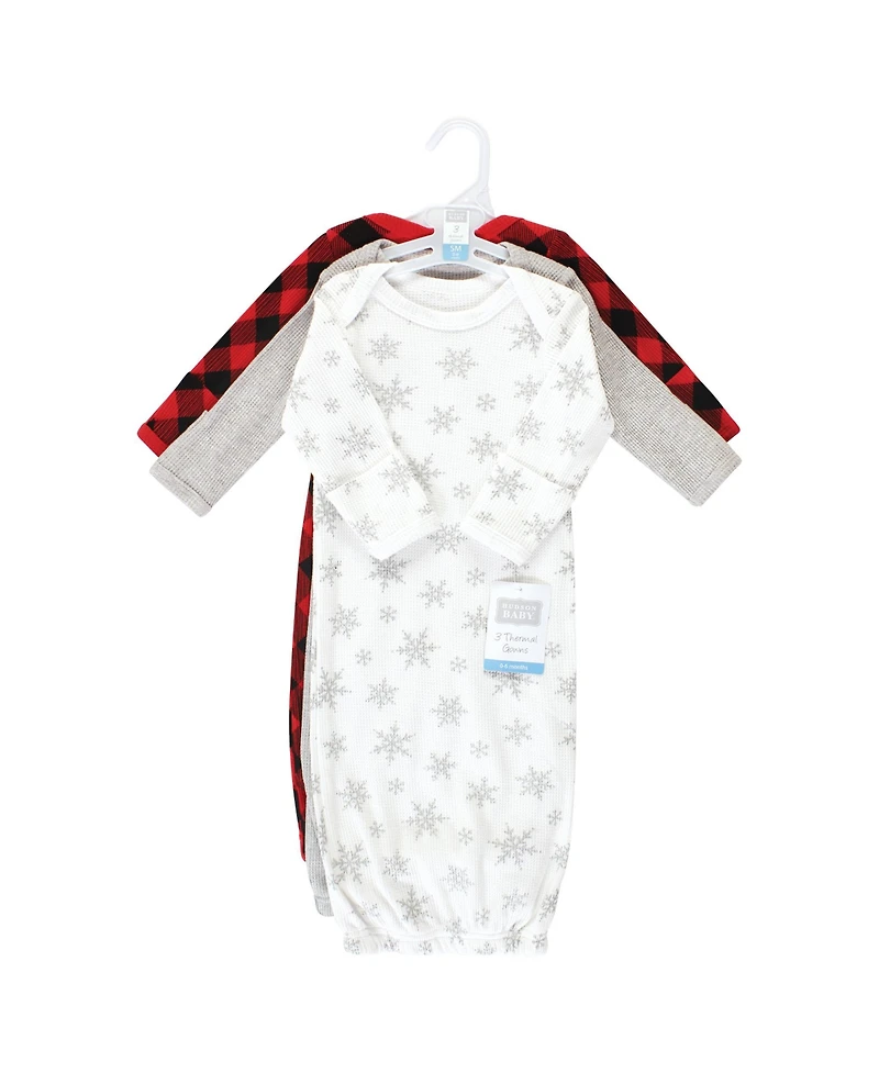 Hudson Baby Girls Thermal Gown 3pk
