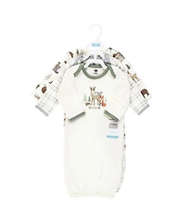Hudson Baby Baby Boys Hudson Unisex 3Pk Interlock Gowns