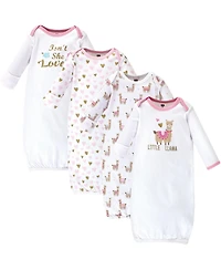 Hudson Baby Girls 4Pk Interlock Gowns