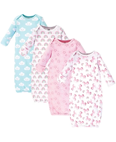 Luvable Friends Baby Girls Soft Interlock Gown Quartet