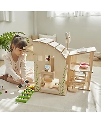 Green Dollhouse W/ Furniture