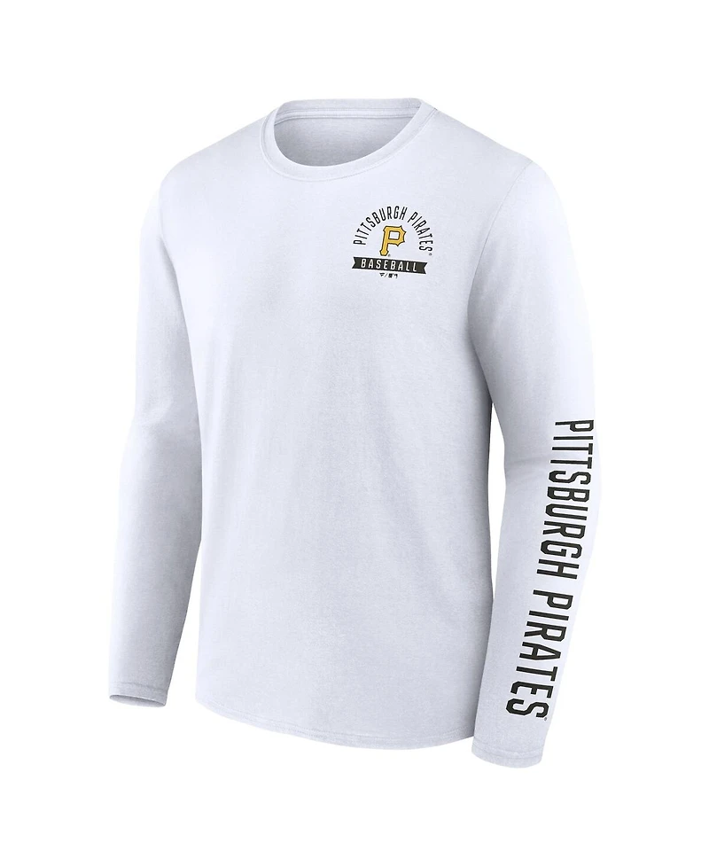 Fanatics Men's White Pittsburgh Pirates Press Box Long Sleeve T-Shirt