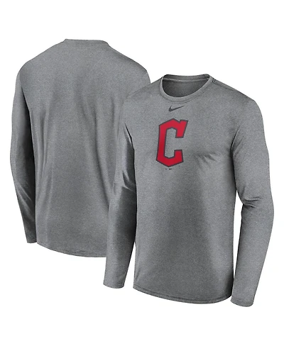 Nike Men's Heather Gray Cleveland Guardians Logo Legend Long Sleeve T-Shirt