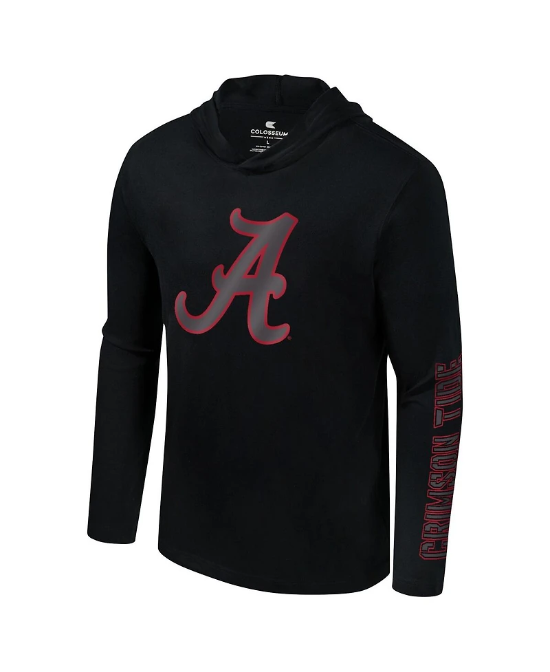 Colosseum Men's Black Alabama Crimson Tide Color Pop Active Blend 2-Hit Long Sleeve Hooded T-Shirt