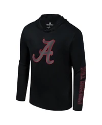 Colosseum Men's Black Alabama Crimson Tide Color Pop Active Blend 2-Hit Long Sleeve Hooded T-Shirt