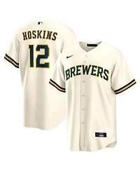 Nike Men's Rhys Hoskins Cream Milwaukee Brewers Home Replica Player Jersey