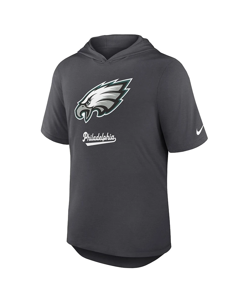 Nike Men's Anthracite Philadelphia Eagles Tri-Blend Performance Hoodie T-Shirt