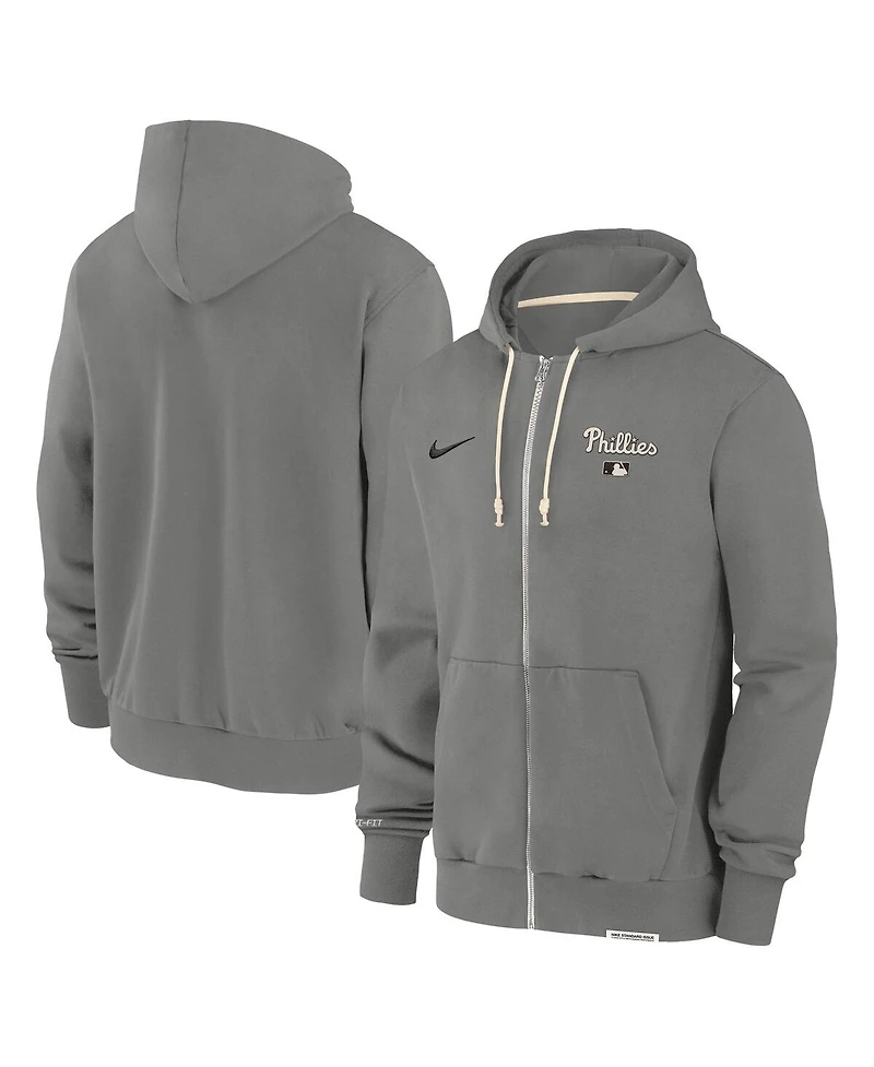 Nike Men's Charcoal Philadelphia Phillies Authentic Collection Travel Performance Full-Zip Hoodie