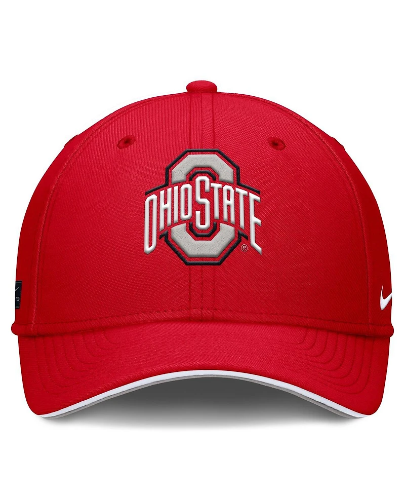 Nike Men's Scarlet Ohio State Buckeyes 2025 Dugout Coaches Rise Swoosh Performance Flex Hat