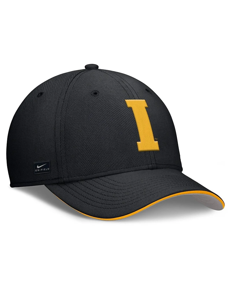 Nike Men's Black Iowa Hawkeyes 2025 Dugout Coaches Rise Swoosh Performance Flex Hat
