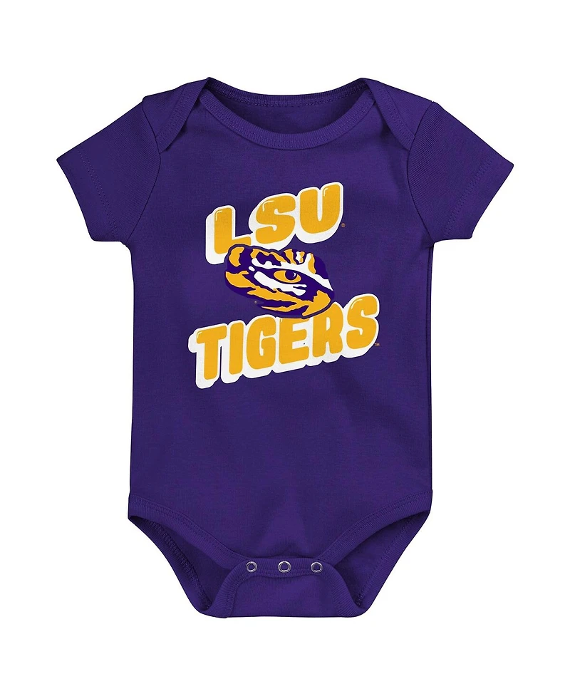 Outerstuff Newborn Purple Lsu Tigers Sunday Comics Bodysuit 3-Pack
