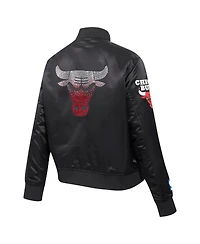 Pro Standard Women's Black Chicago Bulls Jeweled Satin Full-Snap Jacket