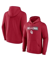 Fanatics Men's Crimson Oklahoma Sooners Iconic Fleece Down The Field Pullover Hoodie
