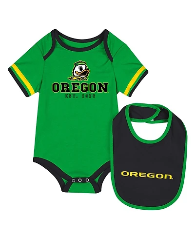 Colosseum Baby Boys and Girls 2-Piece Green Oregon Ducks Bodysuit and Bib Set